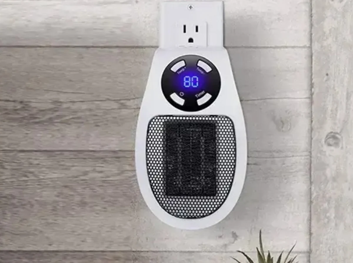 Toasty Heater™ Plug-In PTC Ceramic Wall Heater With Built-In Pass-Through AC Outlet